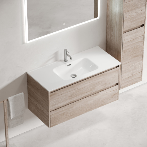 Тумба под раковину Sancos Libra LB100EG 100х50 подвесная цвет коричневый - фото 5